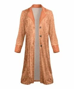 Lily | Orange & Rust Floral Collared Velvet Button-Up Duster - Plus