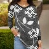 Lily | Gray & White Floral Polka Dot Long-Sleeve V-Neck Tunic - Women