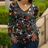 Lily | Black & Red Floral Polka Dot V-Neck Long-Sleeve Tunic - Women