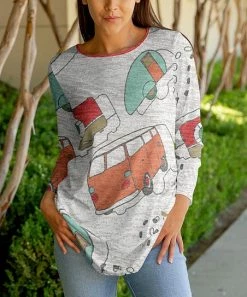 Lily | Rust & Turquoise Van Long-Sleeve Tunic - Plus