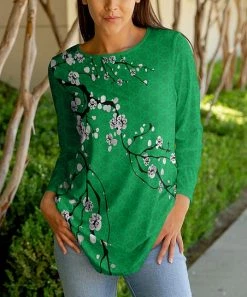 Lily | Green & Black Floral Long-Sleeve Tunic - Women & Plus