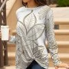 Lily | White & Gold Floral Twist-Hem Long-Sleeve Tunic - Women