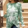 Lily | Green & White Abstract Twist-Hem Long-Sleeve Tunic - Women