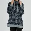 Lily | Navy & Gray Floral Dotted Cowl Neck Sweater - Plus