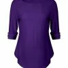 Lily | Purple Three-Quarter Sleeve Top - Women