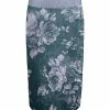 Lily | Teal & Silver Floral Velvet Pencil Skirt - Women