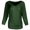 Lily | Green Ruched Long-Sleeve V-Neck Tunic - Plus