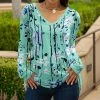Lily | Turquoise & Black Brushstroke Floral V-Neck Tunic - Women