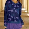 Lily | Navy & Lavender Leaf Long-Sleeve Layered Top - Women