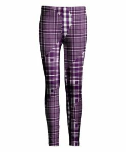 Lily | Purple & White Plaid Leggings - Plus