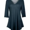 Lily | Navy & Gray Polka Dots V-Neck Tunic - Women