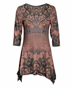 Lily | Rust & Mocha Abstract Sidetail Tunic - Plus