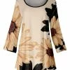 Lily | Cream & Black Floral Three-Quarter Sleeve Tunic - Plus