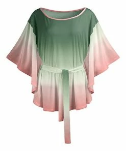 Lily | Green & Pink Ombré Waist-Tie Tunic - Women