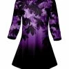 Lily | Black & Purple Floral Boatneck Three-Quarter Sleeve Tunic - Women