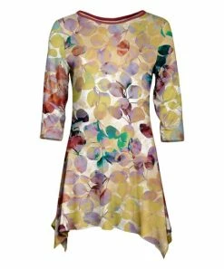 Lily | Yellow & Teal Floral Sidetail Tunic - Women