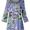 Lily | Lavender & Mint Floral Three-Quarter Sleeve Tunic - Women