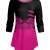 Lily | Pink & Black Floral Chest-Pocket Raglan Tunic - Plus