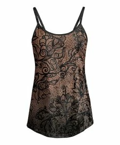 Lily | Black & Taupe Floral Velvet Camisole - Women