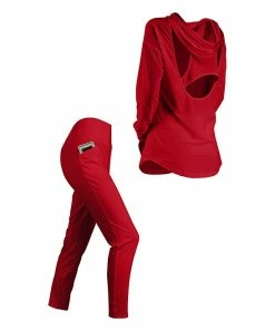 Lily | Red Cutout Hoodie & Pocket Leggings - Women