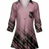 Lily | Pink & Black Gradient Plaid Pocket Button-Up Tunic - Plus