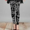 Lily | White & Black Floral Leggings - Plus