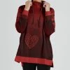 Lily | Black & Red Heart Drawstring Cowl Neck Sweater - Women & Plus