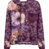 Lily | Purple & Cream Floral Pocket-Accent Hoodie - Plus