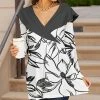 Lily | White & Black Floral Cape Collar Tunic - Women