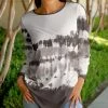 Lily | White & Gray Tie-Dye Jewel-Collar Long-Sleeve Tunic - Women