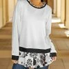 Lily | White & Gray Floral-Hem Sweater Tunic - Plus
