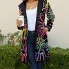 Lily | Black & Pink Floral Fleece Hooded Coat - Women