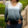 Lily | Black & Gray Ombré Long-Sleeve V-Neck Tunic - Women