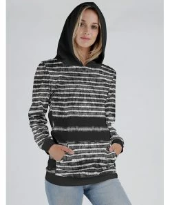 Lily | Gray & Black Abstract Stripe Hoodie - Women -Cheap Lily Store zu102570106 alt 6 tm1641492498