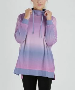 Lily | Rose & Lavender Ombré Hi-Low Cowl Neck Sweatshirt - Plus