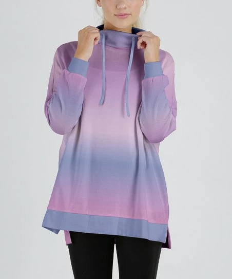 Lily | Rose & Lavender Ombré Hi-Low Cowl Neck Sweatshirt - Plus 1 Lily | Rose & Lavender Ombré Hi-Low Cowl Neck Sweatshirt - Plus
