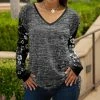 Lily | Black & Gray Floral Raglan Long-Sleeve V-Neck Tunic - Women & Plus