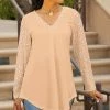Lily | Orange & White Dot Long-Sleeve V-Neck Tunic - Plus