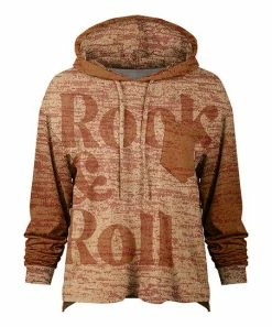 Lily | Rust & Beige 'Rock & Roll' Knit-Print Pocket Hoodie - Plus