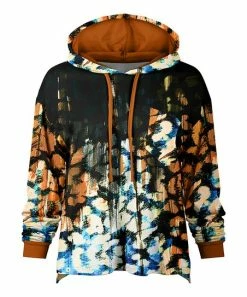 Lily | Black & Rust Abstract Pocket Hoodie - Plus