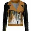 Lily | Brown & Black Watercolor Moto Jacket - Plus