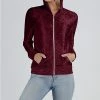 Lily | Wine Pocket Velvet Zip-Up Hoodie - Women