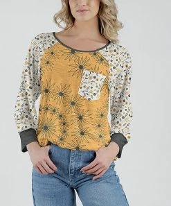 Lily | Yellow & Gray Tie-Dye Pocket Raglan Tunic - Women