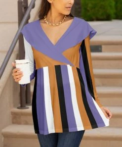 Lily | Lavender & Rust Stripe Surplice Tunic - Plus