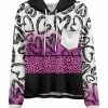 Lily | Black & Pink Ombré Leopard Hearts Chest-Pocket Hoodie - Women