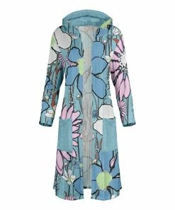 Lily | Blue & Mint Floral Hooded Duster - Women