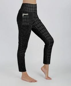 Lily | Black & Gray Croc Print Pocket Leggings - Women