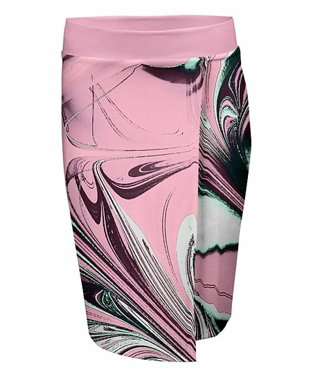 Lily | Pink & White Abstract Wrap Skirt - Women 1 Lily | Pink & White Abstract Wrap Skirt - Women