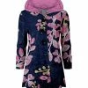 Lily | Navy & Lilac Floral Velvet Button-Up Hoodie - Plus