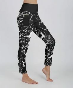 Lily | Black & White Floral Pocket Leggings - Women